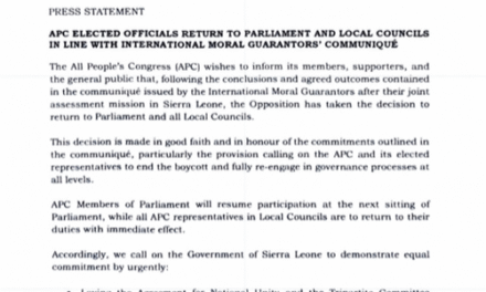 APC Ends Boycott, MPs and Councillors Return to Governance