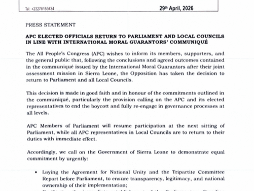 APC Ends Boycott, MPs and Councillors Return to Governance
