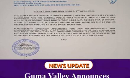 Guma Valley Announces Temporary Water Shutdown for Urgent Repairs