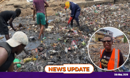 Heavy Rain Exposes Freetown’s Waste Crisis as Flooding Disrupts Traffic at Portee Brima Lane