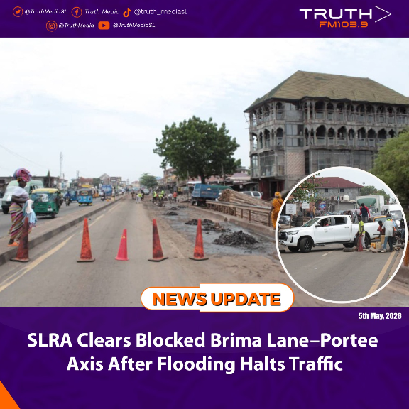 SLRA Clears Blocked Brima Lane–Portee Axis After Flooding Halts Traffic