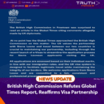 British High Commission Refutes Global Times Report, Reaffirms Visa Partnership