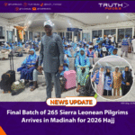 Third and Final Batch of 265 Sierra Leonean Home-Based Pilgrims Arrives in Madinah for the 1447/2026 Hajj