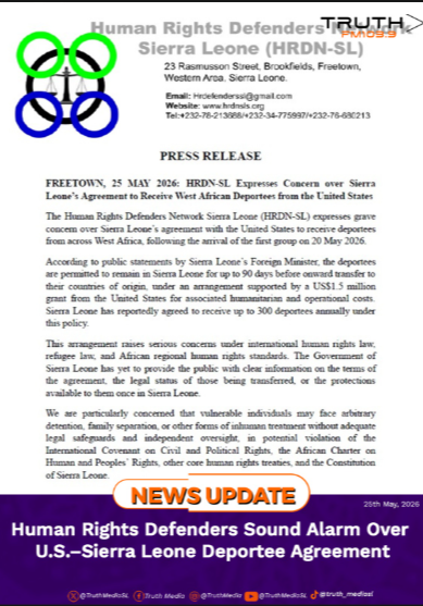 Human Rights Defenders Sound Alarm Over U.S.–Sierra Leone Deportee Agreement
