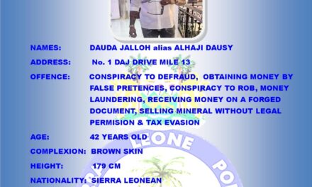 Sierra Leone Police Issue Arrest Warrant for Dauda Jalloh