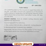 Council of Legal Education Appoints Acting Leadership at Sierra Leone Law School