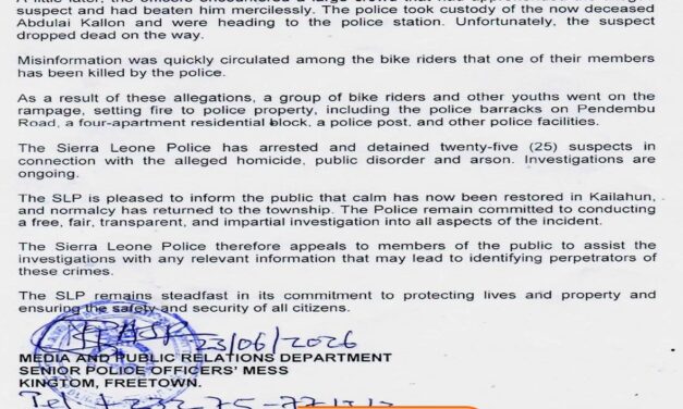 Police Confirm 25 Arrests After Kailahun Unrest Following Bike Rider’s Death