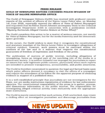 Editors’ Guild Condemns Police Visit to Voice of Salone Office