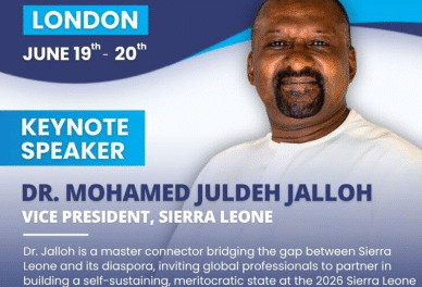 VP Juldeh Jalloh to Champion Diaspora Partnership at London Investment Conference