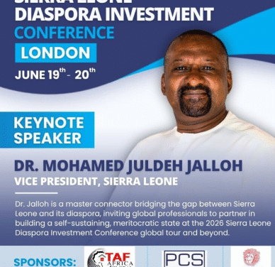 VP Juldeh Jalloh to Champion Diaspora Partnership at London Investment Conference