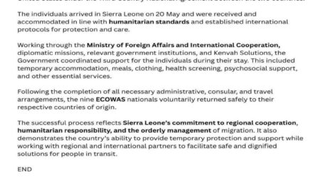 Sierra Leone Facilitates Safe Return of Nine ECOWAS Nationals