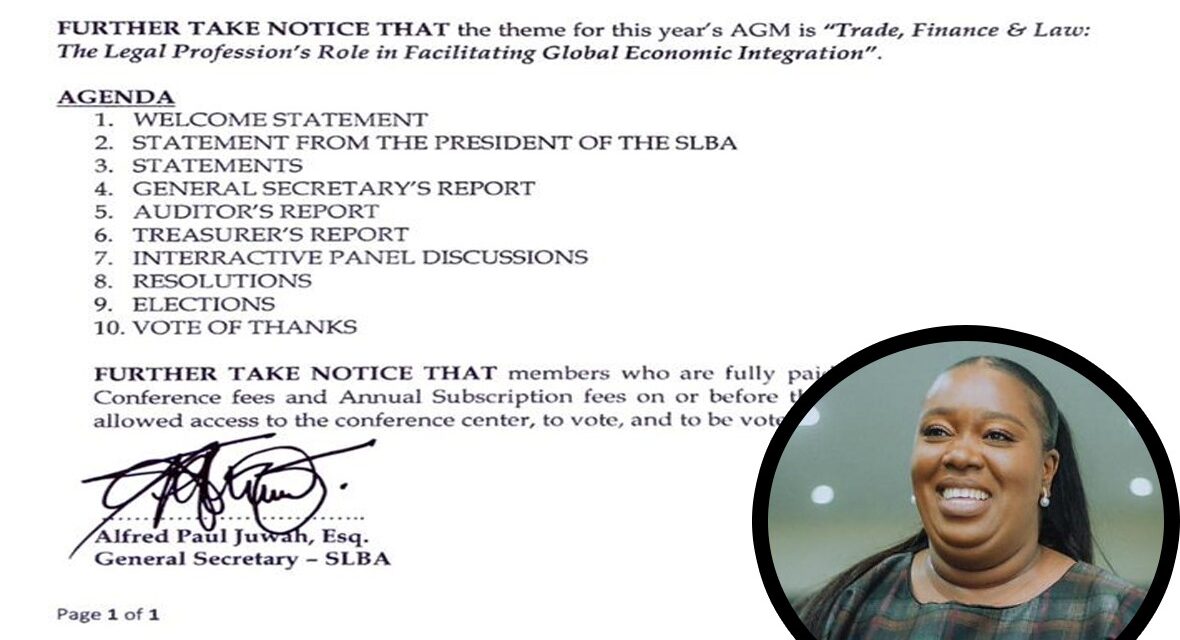 Sierra Leone Bar Association Sets Date for Deferred AGM