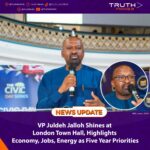 VP Juldeh Jalloh Shines at London Town Hall, Highlights Economy, Jobs, Energy as Five Year Priorities