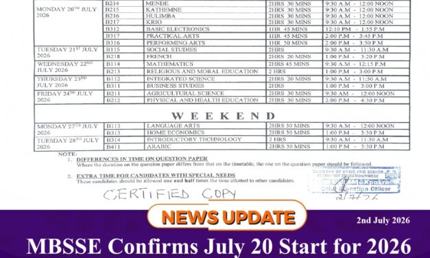 MBSSE Confirms July 20 Start for 2026 BECE, Apologises for Earlier Mix-Up