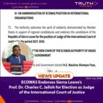 ECOWAS Endorses Sierra Leone’s Prof. Dr. Charles C. Jalloh for Election as Judge of the International Court of Justice