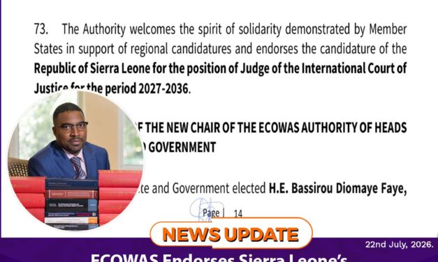 ECOWAS Endorses Sierra Leone’s Prof. Dr. Charles C. Jalloh for Election as Judge of the International Court of Justice