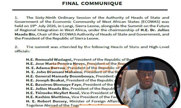 ECOWAS Summit 2026: Regional Group Urges Guinea to Withdraw Troops from Yenga