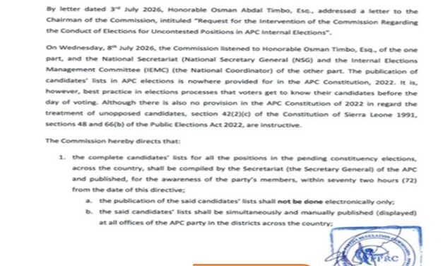 PPRC Directs APC to Publish Candidates Lists and Declare Unopposed Winners