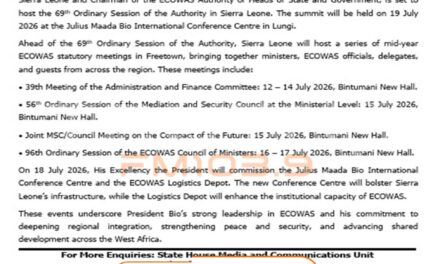 President Bio to Host Landmark ECOWAS Summit in Sierra Leone