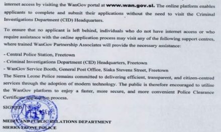 Sierra Leone Police Moves Clearance Certificate Applications Fully Online