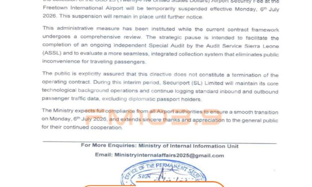 Sierra Leone Suspends $25 Airport Security Fee at Freetown International Airport