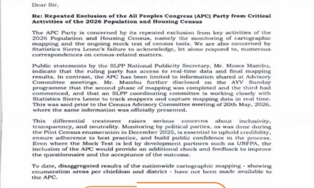 APC Raises Alarm Over Exclusion from 2026 Census Activities