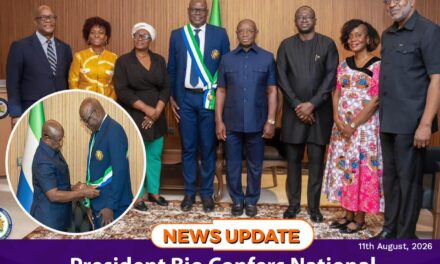 President Bio Confers National Honour on Outgoing World Bank Country Manager