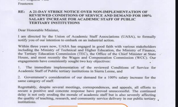 Union of Academic Staff Associations Issues 21-Day Strike Notice
