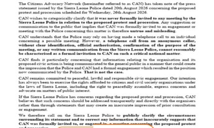 Citizens Advocacy Network Denies Police Claim of Formal Engagement Over Planned Protest