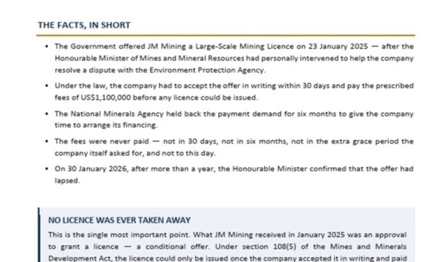 Government Clarifies JM Mining Licence Controversy
