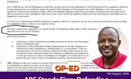 APC Stands Firm: Defending Constitutional Integrity and Democratic Principles