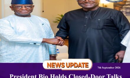 President Bio Holds Closed-Door Talks with Former President Koroma, National Unity and Cohesion Takes Centre Stage   