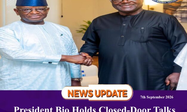President Bio Holds Closed-Door Talks with Former President Koroma, National Unity and Cohesion Takes Centre Stage   