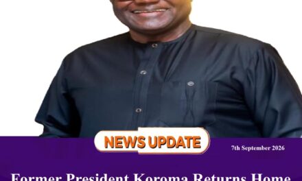Former President Koroma Returns Home After Nearly 3 Years in Exile