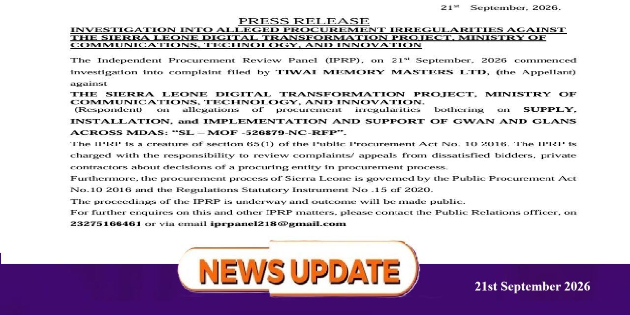 Procurement Review Panel Probes Alleged Irregularities in Digital Transformation Project