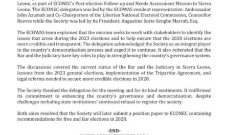 Lawyers’ Society, ECOWAS Electoral Network Discuss Reforms Ahead of 2028 Polls