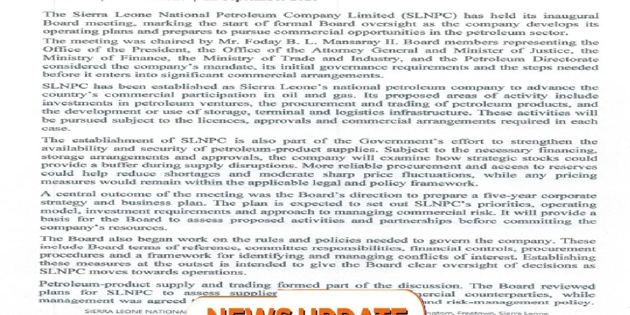 National Petroleum Company Charts Strategic Path at Inaugural Board Meeting