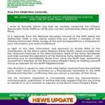 SLPP Orders Hon. Musa Tarawally to Cease Party Representation After CDP Confirmation