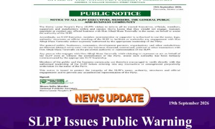 SLPP Issues Public Warning Against Dealings with Hon Musa Tarawally