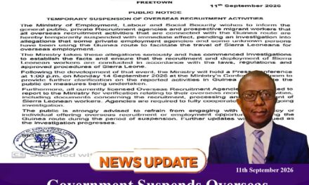 Government Suspends Overseas Recruitment via Guinea Route Pending Investigation