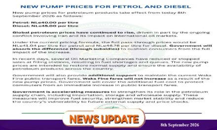 Government Sets New Pump Prices: Petrol at NLe40, Diesel at NLe45