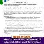 ASA-USL Reaffirms Continuation of Industrial Action Until Government Addresses Salary and Conditions of Service Demands