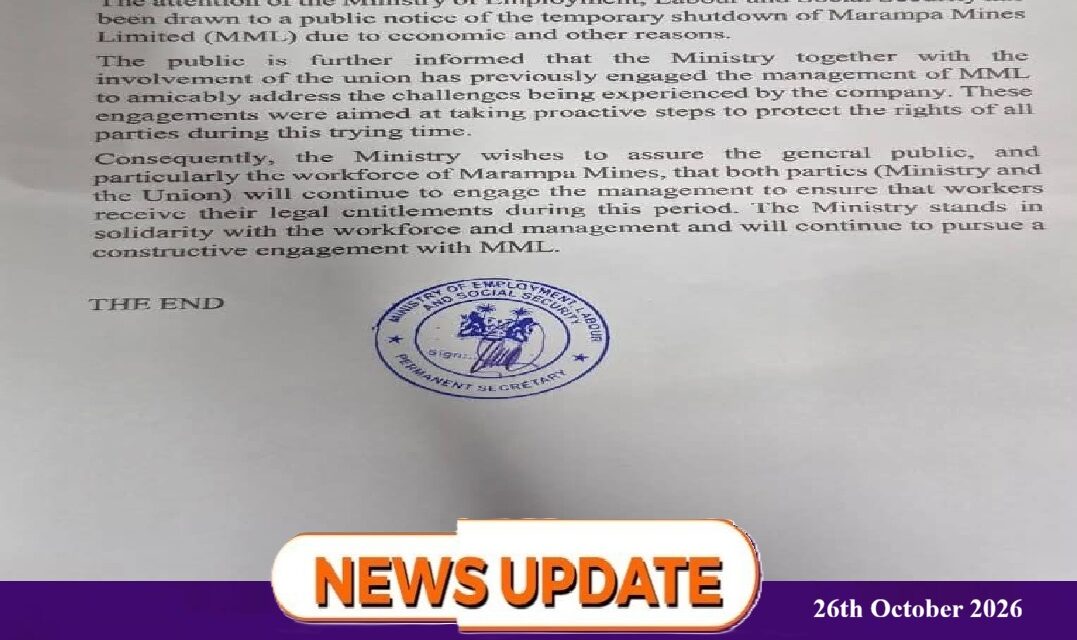 Labour Ministry Moves to Protect Marampa Mines Workers Amid Temporary Shutdown