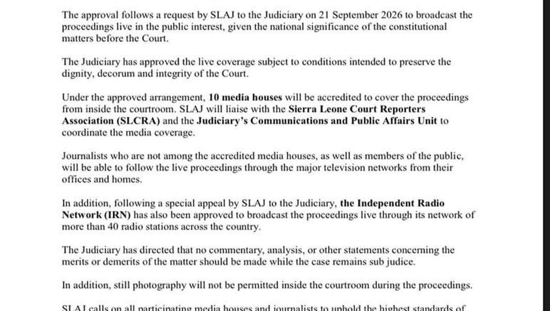 SLAJ Welcomes Live Broadcast of Supreme Court Constitutional Hearing