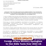 Foreign Affairs Ministry Apologises to Hon Sidie Tunis Over 2023 US Visa Documentation Handling