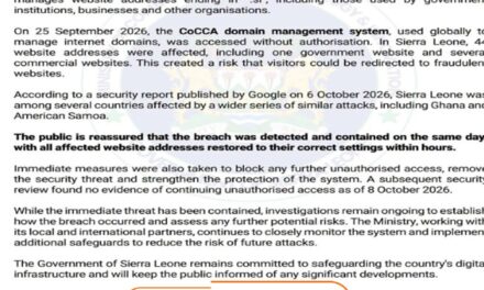 Government Confirms Breach of Sierra Leone’s .sl Internet Domain System, Says 44 Websites Affected